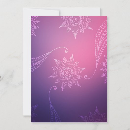 紫とピンクのアラビアの夜をテーマにしたパーティー 招待状 (裏面)