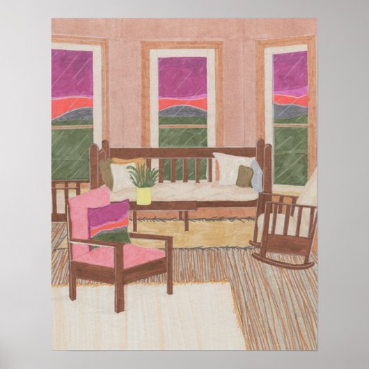 紫とピンクのインテリアデザイン ポスター (正面)