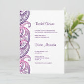 紫とピンクのインディアンペイズリーブライダルシャワー 招待状 (スタンド正面)