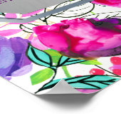 紫とピンクのカラフルなモダンな花の席次表 ポスター (角)