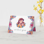 紫とピンクのカラフルな母の日のカード カード (黄色い花)