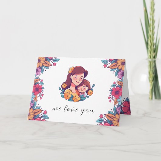 紫とピンクのカラフルな母の日のカード カード (正面)