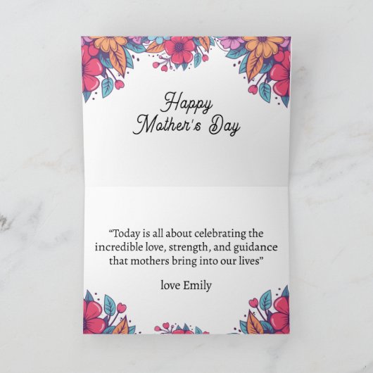 紫とピンクのカラフルハッピーマザーズデイカード カード (内部)