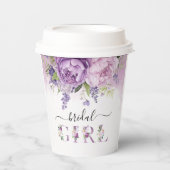 紫とピンクのガーデンフラワー ブライダルシャワー ガール 紙コップ (正面)