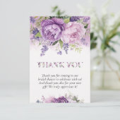 紫とピンクのガーデンフラワー ブライダルシャワー サンキューカード (スタンド正面)