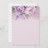 紫とピンクのガーデンフラワー 女の子 1歳の誕生日 招待状 (裏面)