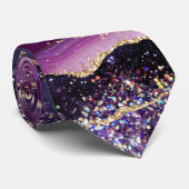 紫とピンクのキラキラの瑪瑙パターン ネクタイ (ロール)