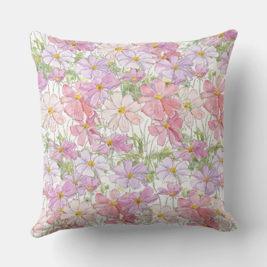 紫とピンクのコスモスの花マザーズデイ枕 クッション (裏面)