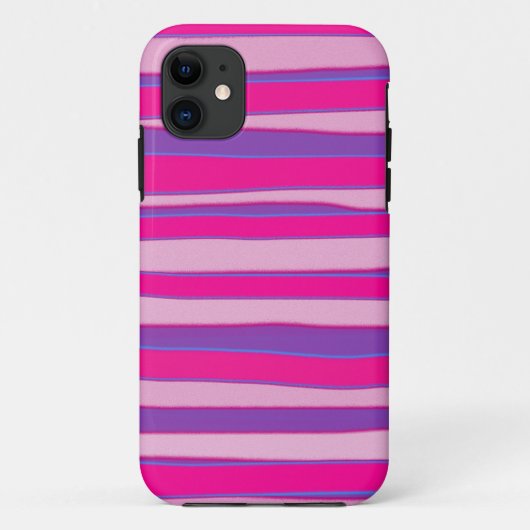 紫とピンクのシームレストライプームグラフィック Case-Mate iPhoneケース (裏面)