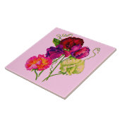 紫とピンクのスイートピーの花 タイル (側面)