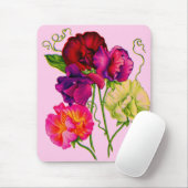 紫とピンクのスイートピー マウスパッド (マウス)