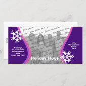 紫とピンクのスノーフレーク写真グリーティング シーズンカード (正面/裏面)