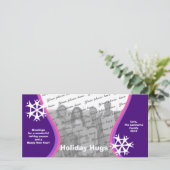 紫とピンクのスノーフレーク写真グリーティング シーズンカード (スタンド正面)