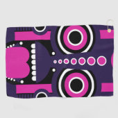 紫とピンクのティキマスク ゴルフタオル (横)