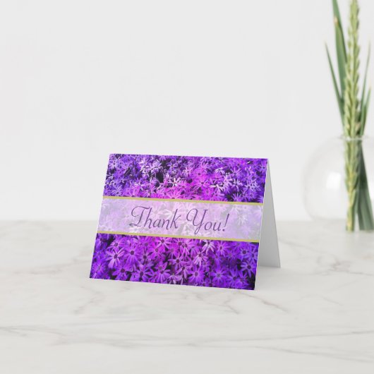 紫とピンクのデイジー サンキューカード (正面)