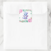 紫とピンクのドラゴン牡丹ガールベビーシャワー スクエアシール (バッグ)