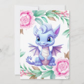 紫とピンクのドラゴン牡丹ガールベビーシャワー 招待状 (裏面)