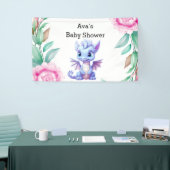 紫とピンクのドラゴン牡丹ガールベビーシャワー 横断幕 (トレードショー)