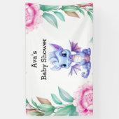 紫とピンクのドラゴン牡丹ガールベビーシャワー 横断幕 (縦)