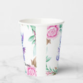 紫とピンクのドラゴン牡丹ガールベビーシャワー 紙コップ (左)