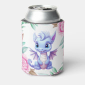 紫とピンクのドラゴン牡丹ガールベビーシャワー 缶クーラー (缶裏面)