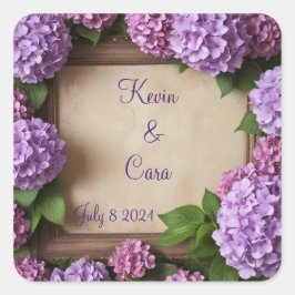 紫とピンクのハイドランジア スクエアシール