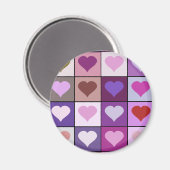 紫とピンクのハート正方形 マグネット (正面/裏面)