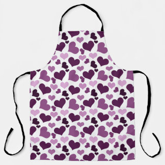 紫とピンクのハート状パターン装飾用クッション エプロン