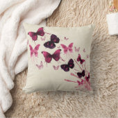 紫とピンクのバタフライ装飾用クッション クッション (ブランケット)