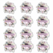 紫とピンクのバラのフローラ結婚ズ シール (正面)