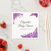 紫とピンクのバラ。フローラ薄紫ベビースシャワー スタンダードカクテルナプキン (インサイチュ)