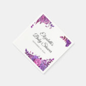 紫とピンクのバラ。フローラ薄紫ベビースシャワー スタンダードカクテルナプキン (角)