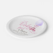 紫とピンクのバルーン赤ちゃん女の子の赤ちゃんシャワー ペーパープレート (アングル)