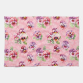 紫とピンクのパンジー キッチンタオル (横)