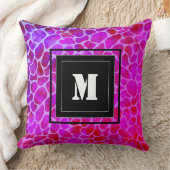 紫とピンクのヒョウのプリントモノグラム クッション (ブランケット)