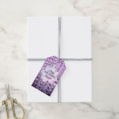 紫とピンクのビーズエレガント ギフトタグ (より糸付き)