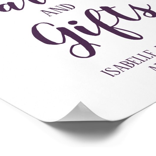 紫とピンクのフローラカードとギフト結婚のサイン ポスター (角)