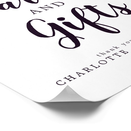 紫とピンクのフローラカードとギフト結婚のサイン ポスター (角)