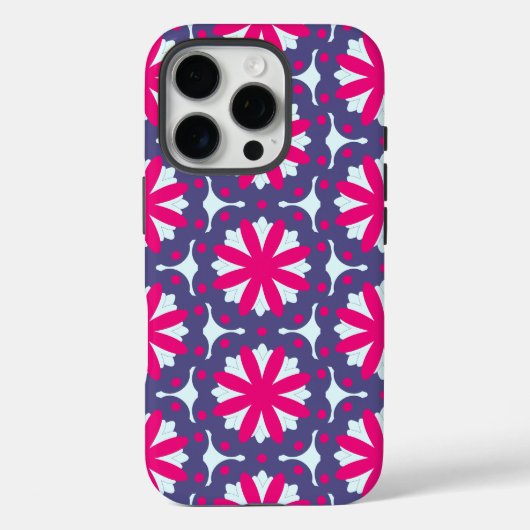 紫とピンクのフローラシェイプイラストレーション Case-Mate iPhoneケース (裏面)