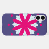 紫とピンクのフローラシェイプイラストレーション iPhoneケース (裏面横)