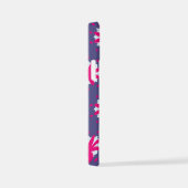 紫とピンクのフローラシェイプイラストレーション iPhoneケース (右側面)