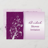 紫とピンクのフローラスワールブライダルシャワー招待状 招待状 (正面/裏面)