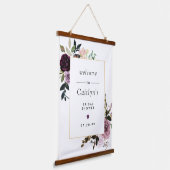 紫とピンクのフローラブライダルシャワーへようこそ 吊り下げ型タペストリー (傾斜あり)
