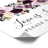 紫とピンクのフローラ愛は甘い結婚のサイン ポスター (角)