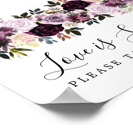 紫とピンクのフローラ愛は甘い結婚のサイン ポスター (角)