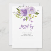紫とピンクのフローラ素朴なブライダルシャワー 招待状 (裏面)