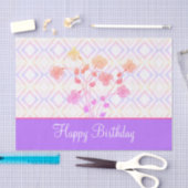 紫とピンクのフローラ組織ラップ 薄葉紙 (クラフト)