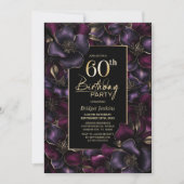 紫とピンクのフローラ60th誕生日パーティー 招待状 (正面)