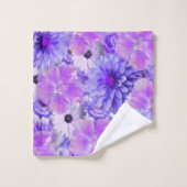 紫とピンクのフローラ バスタオルセット (ウォッシュタオル)