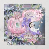 紫とピンクのプリンセスベビーシャワー 招待状 (正面/裏面)